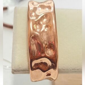 Handmade copper hammered‎ wide cuff bracelet shiny finish